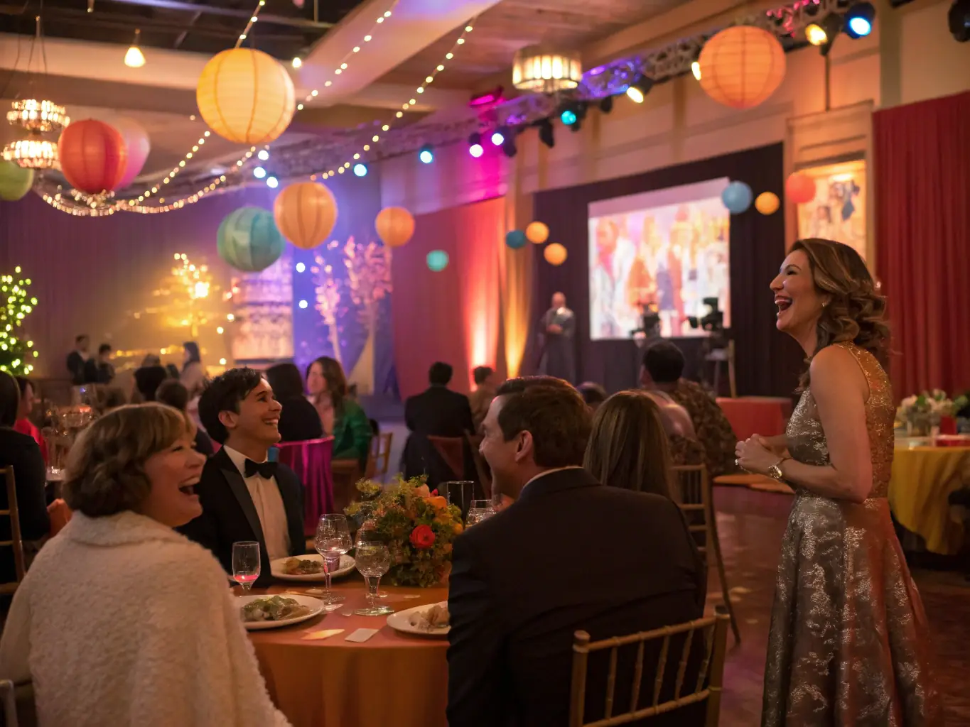 A vibrant scene from a charity event, with participants engaging in fun activities and raising funds for pediatric services.